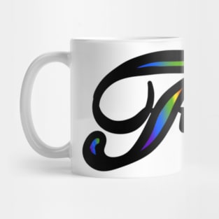 Rainbow Cursive Letter F Mug